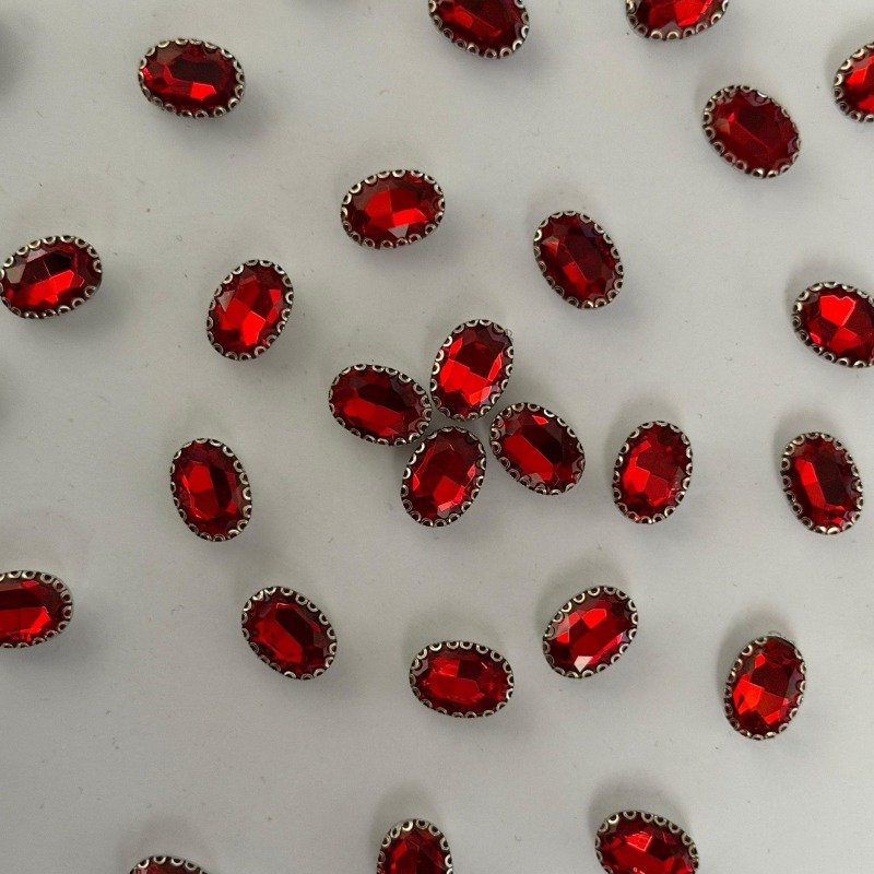 50 Pcs Acrylic Ellipse Red