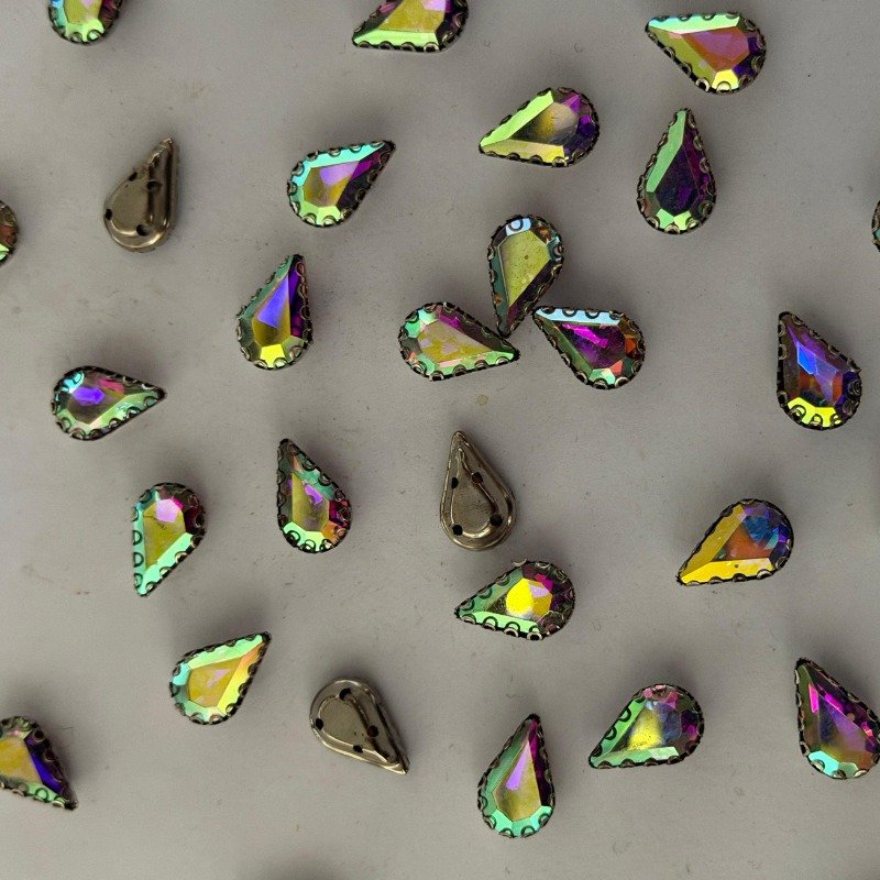 50 Pcs AB Teardrop Sew-on Stone