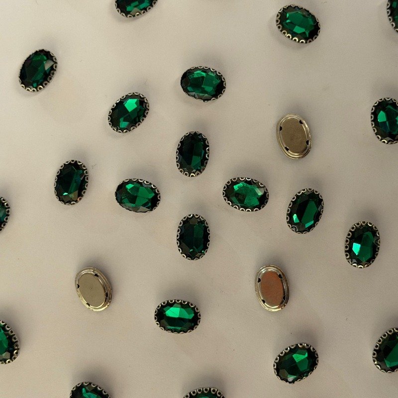 50 Pcs Acrylic Ellipse Dark Green