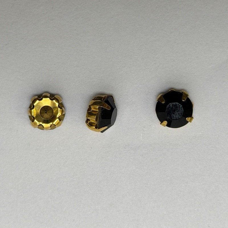 Black Round Crystal with Gold Claw Setting