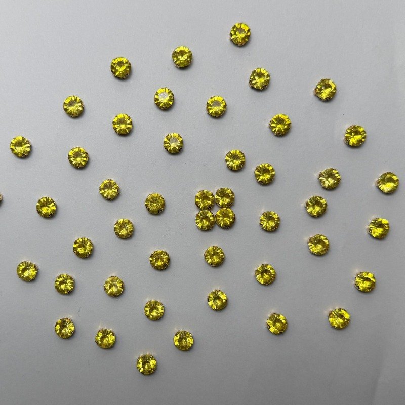 Yellow Round Crystal with Silver Claw Setting