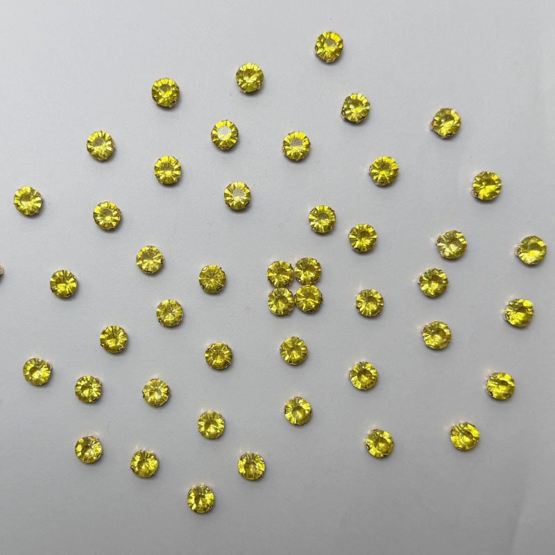 Yellow Round Crystal with Gold Claw Setting